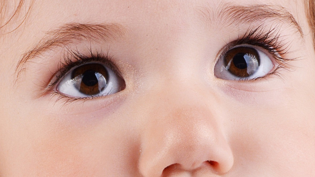 a baby's eyes, wide open