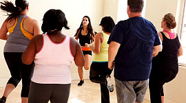 overweight people in an exercise class